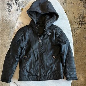 Urban Republic Black Faux Leather Jacket with Quilted Lining